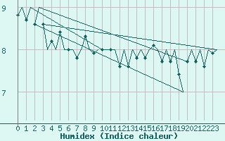 Courbe de l'humidex pour Le Goeree