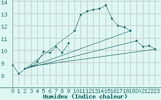 Courbe de l'humidex pour Baruth
