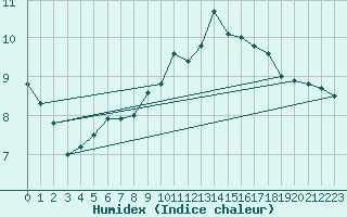 Courbe de l'humidex pour Chteauroux (36)