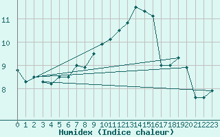 Courbe de l'humidex pour Amstetten