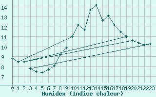 Courbe de l'humidex pour Gornergrat