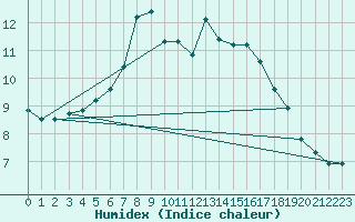 Courbe de l'humidex pour Brocken