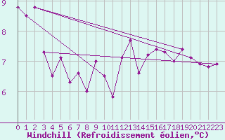 Courbe du refroidissement olien pour Marienberg