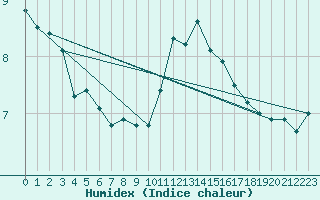 Courbe de l'humidex pour Aviemore