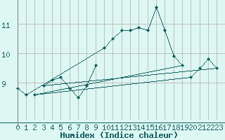 Courbe de l'humidex pour Mont-Aigoual (30)