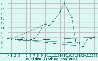 Courbe de l'humidex pour Mont-Aigoual (30)