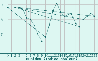 Courbe de l'humidex pour Kieldrecht-Beveren (Be)