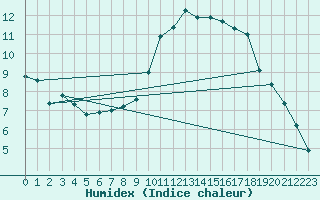 Courbe de l'humidex pour Biarritz (64)