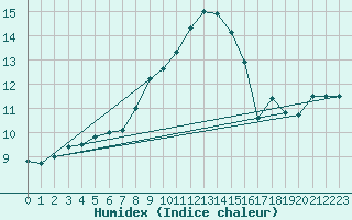 Courbe de l'humidex pour Amerang-Pfaffing