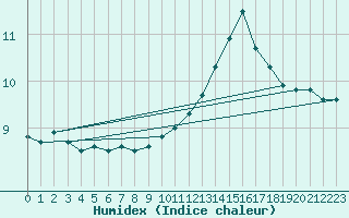 Courbe de l'humidex pour Anvers (Be)