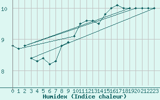 Courbe de l'humidex pour Cap de la Hague (50)