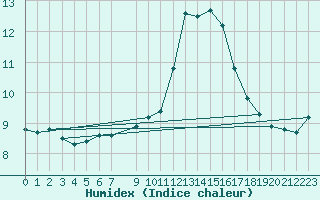 Courbe de l'humidex pour Bannay (18)