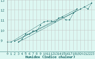 Courbe de l'humidex pour Cap de la Hague (50)