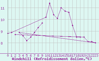 Courbe du refroidissement olien pour South Uist Range