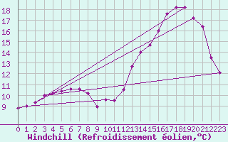 Courbe du refroidissement olien pour Algonquin Park East Gate