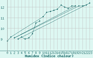 Courbe de l'humidex pour Gand (Be)