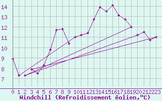 Courbe du refroidissement olien pour Westermarkelsdorf