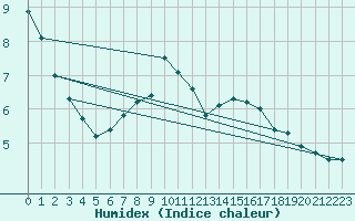 Courbe de l'humidex pour Mariapfarr