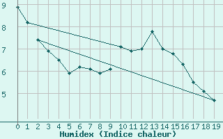 Courbe de l'humidex pour Schmittenhoehe