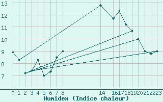 Courbe de l'humidex pour Cap de la Hague (50)