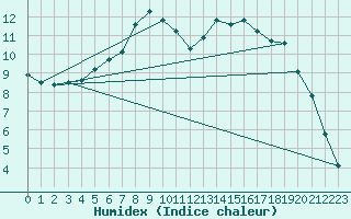 Courbe de l'humidex pour Monte Rosa