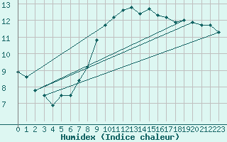 Courbe de l'humidex pour Mullingar