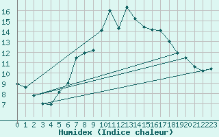 Courbe de l'humidex pour Hoernli