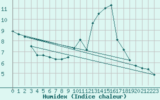 Courbe de l'humidex pour Usinens (74)