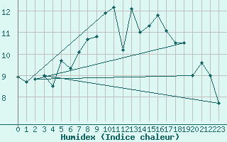 Courbe de l'humidex pour Saerheim