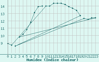 Courbe de l'humidex pour Turnu Magurele