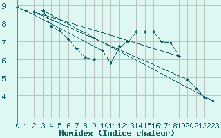 Courbe de l'humidex pour Croix Millet (07)