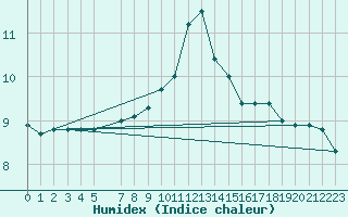 Courbe de l'humidex pour Caravaca Fuentes del Marqus