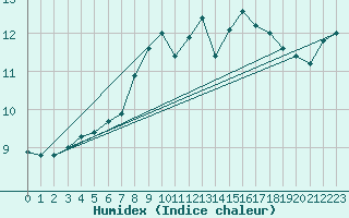 Courbe de l'humidex pour Isle Of Portland