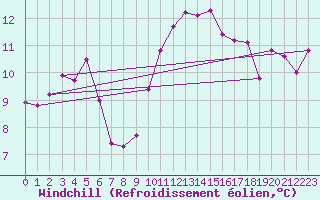 Courbe du refroidissement olien pour Le Talut - Belle-Ile (56)