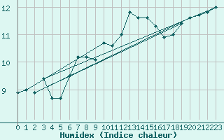 Courbe de l'humidex pour Storoen