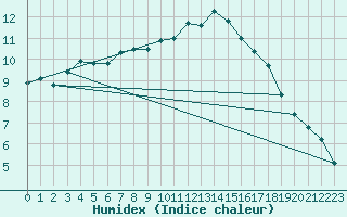 Courbe de l'humidex pour Berkenhout AWS