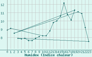 Courbe de l'humidex pour Vagney (88)