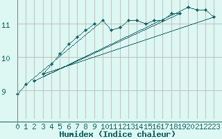 Courbe de l'humidex pour Puumala Kk Urheilukentta