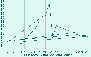 Courbe de l'humidex pour Fahy (Sw)