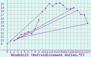 Courbe du refroidissement olien pour Flhli