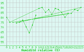 Courbe de l'humidit relative pour Hammer Odde