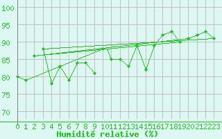 Courbe de l'humidit relative pour Storkmarknes / Skagen
