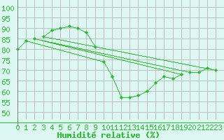 Courbe de l'humidit relative pour Michelstadt-Vielbrunn
