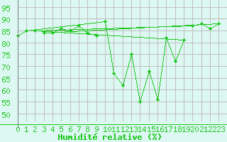 Courbe de l'humidit relative pour Wiesenburg
