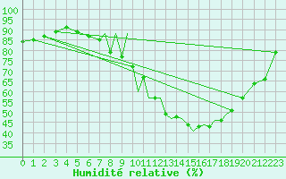 Courbe de l'humidit relative pour Shoream (UK)