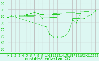 Courbe de l'humidit relative pour Offenbach Wetterpar