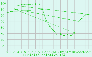 Courbe de l'humidit relative pour Roanne (42)