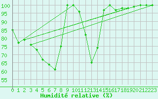 Courbe de l'humidit relative pour Paltinis Sibiu