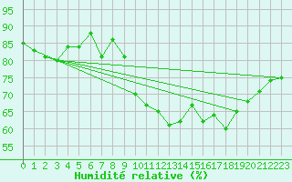 Courbe de l'humidit relative pour Dinard (35)