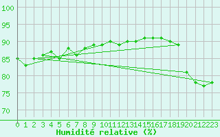 Courbe de l'humidit relative pour Hjartasen